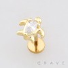 PEAR DROP CZ SEA TURTLE TOP PUSHIN (THREADLESS) 316L SURGICAL STEEL LABRET SET